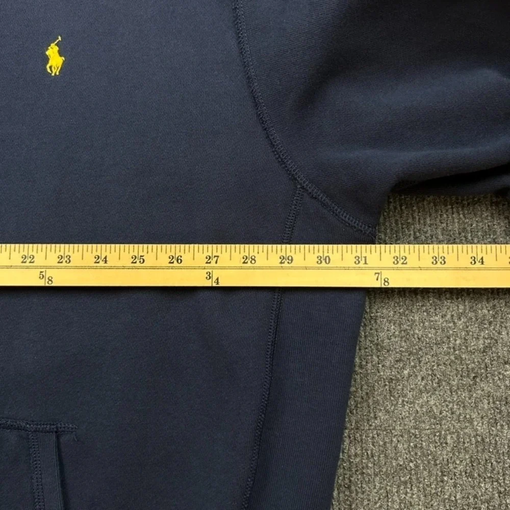 Polo Ralph Lauren Men's 4XB Full Zip Hoodie Sweater Blue Heavyweight Yellow Pony